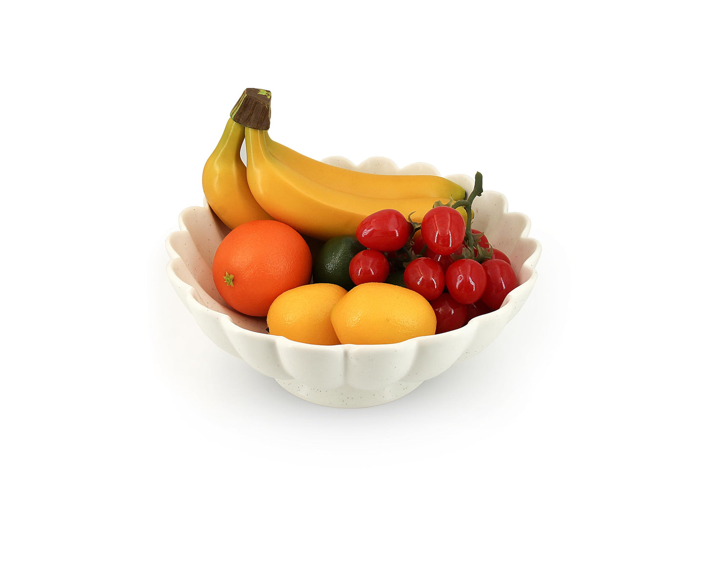 Large Fruit Bowl for Kitchen Counter-10.6" White Ceramic Fluted Scalloped Decorative Footed Bowl -Elegant Pedestal Display Bowls for Entryway Table, Perfect for Housewarming &Wedding Gift