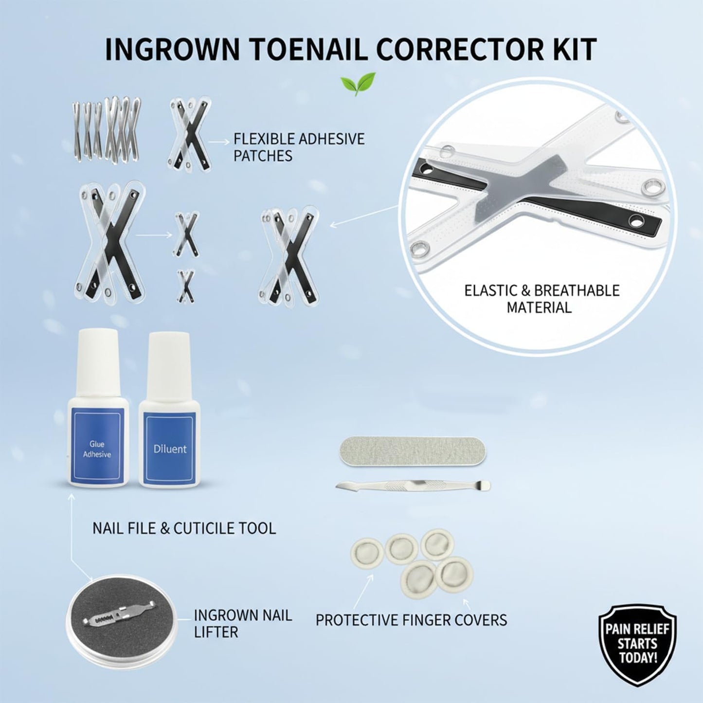 Titanium Alloy Ingrown Toenail Corrector 6PCS, Curved Nail Correction Tools Kit for Toenail Care