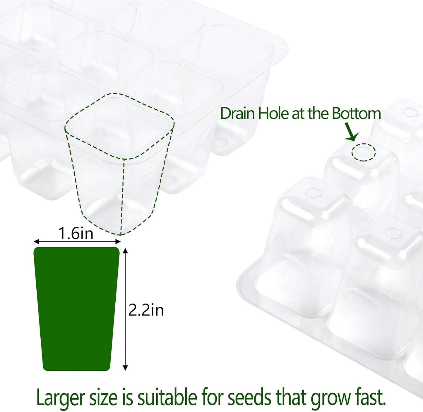 Hdeoops Seed Starter Tray, 12 Set Seedling Kits with Adjustable Humidity Dome, Plant Starter Kit for Seeds Growing Starting (12 Cells per Tray)
