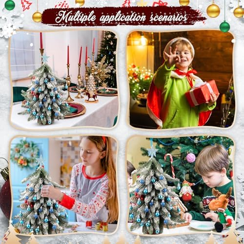 RoundFunny 25 Pcs Mini Christmas Balls Ornaments Set 0.79 Inch Christmas Day Ball Topper Star Tree Hanging Ornaments for Party Decoration(Lake Blue)