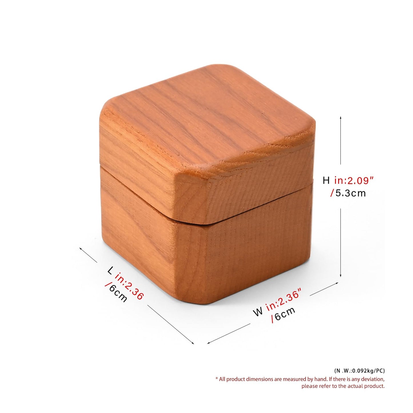 Woodten Jewelry Engagement Proposal Ring Box Solid Wood Single Octagonal Ring Box for Proposal, Wedding(Beige)