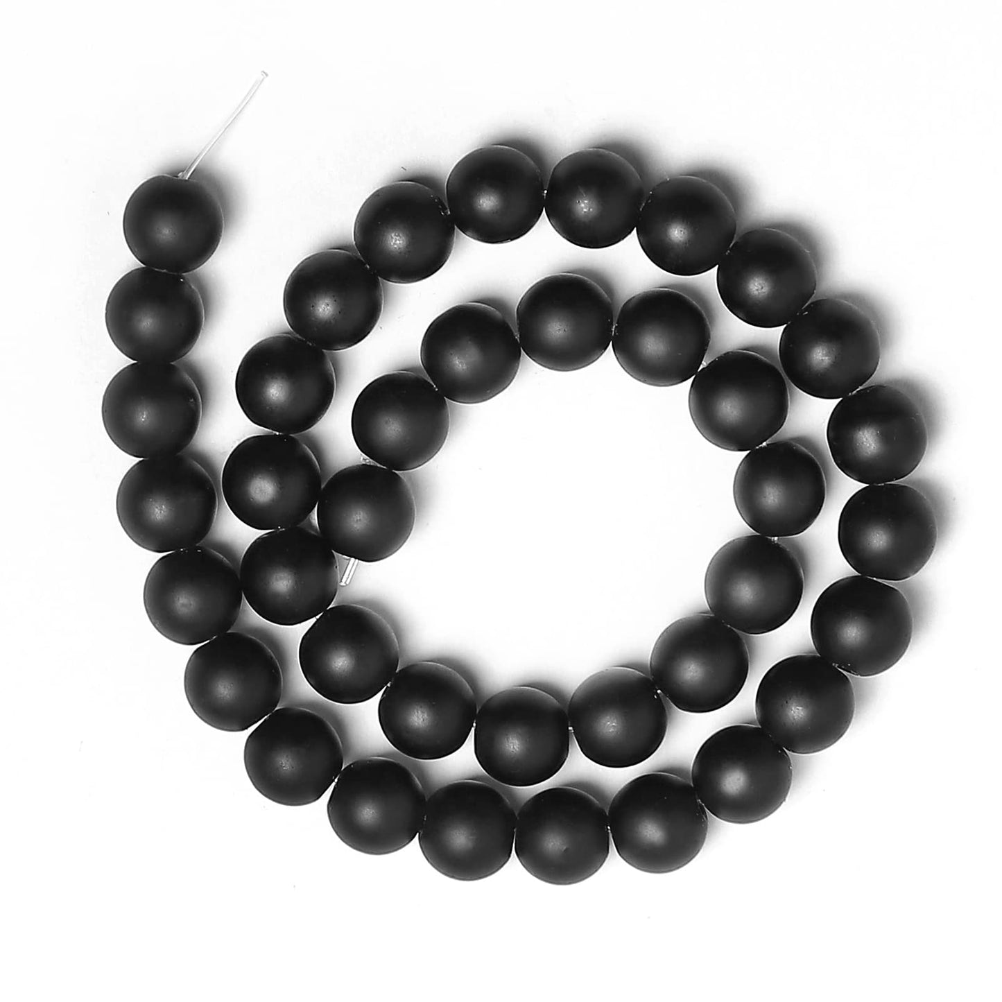 45pcs 8mm Natural Matte Black Onyx Agate Gemstone Beads Energy Healing Crystal Round Loose Stone Beads for Jewelry Making, DIY Bracelets Necklaces