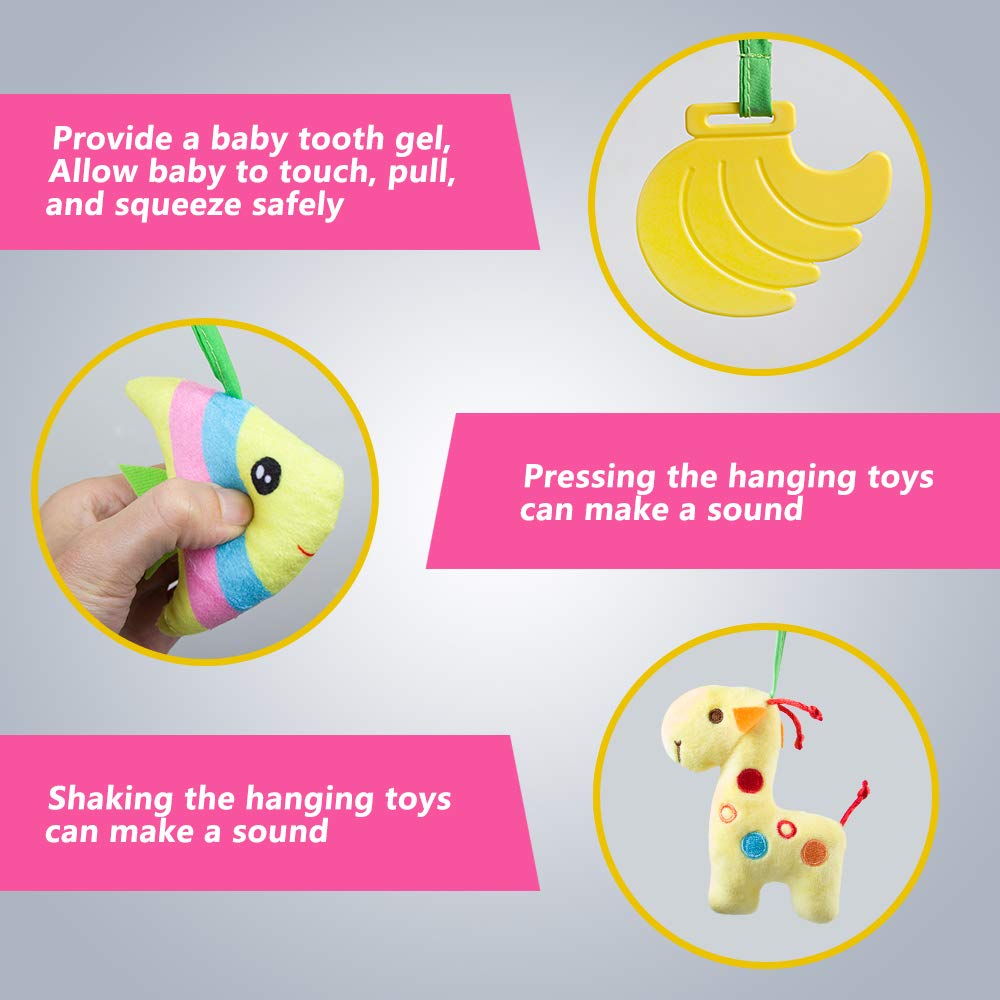 Caterbee Baby Car Seat Toys, Activity Spiral pram Hanging Toys with Rattle for Infant (Elephant)