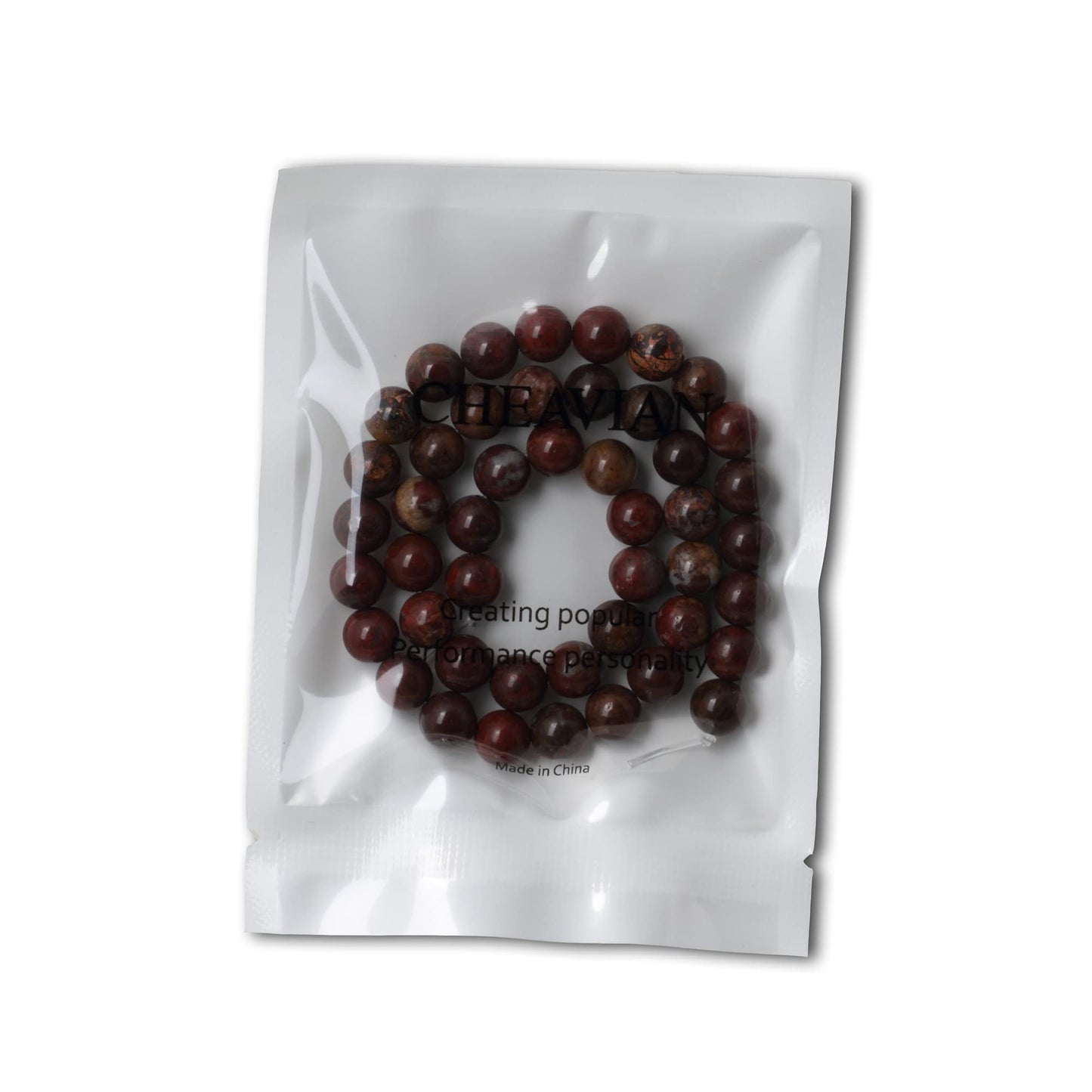 CHEAVIAN 45PCS 8mm Natural Red Brecciated Jasper Gemstone Round Loose Beads Stone Beads for Jewelry Making DIY 1 Strand 15"