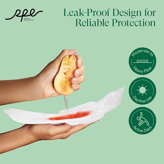 100% Large Organic Pads for Women, Ultra Thin Heavy Flow Sanitary Pad with Wings, Unscented Cotton Pads Menstrual, Super Absorbency Feminine Pad Extra Coverage Period (Large, Size 4, 16ct)