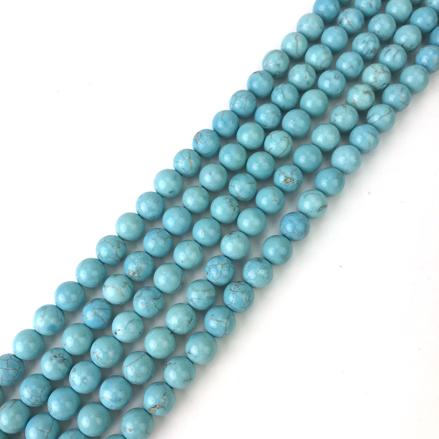 6mm Blue Turquoise Beads Round Gemstone Loose Beads for Jewelry Making (60-64pcs/strand)