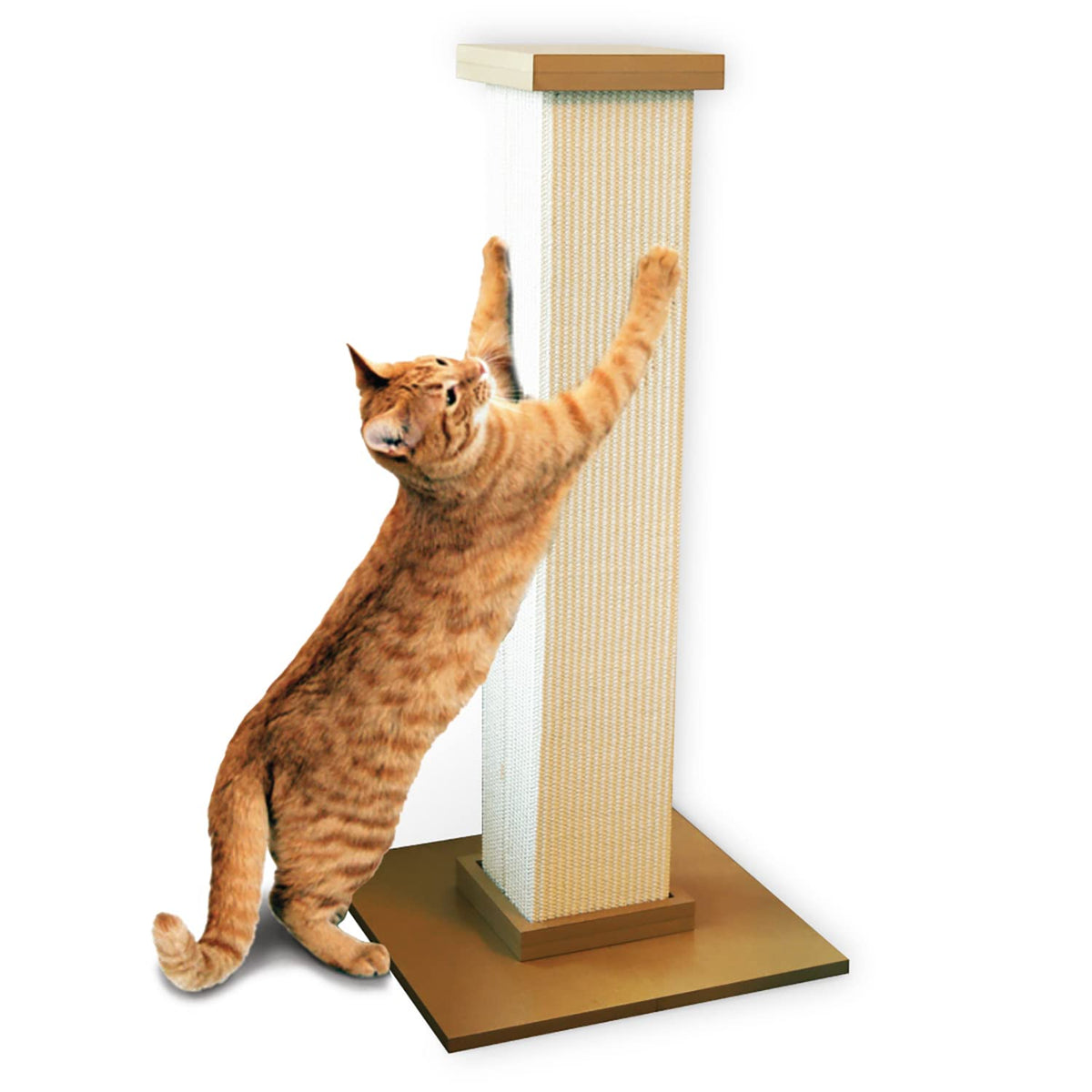 SmartCat Ultimate Scratching Post – Gray, Large 32 Inch Tower - Sisal Fiber, Simple Design - For All Cats