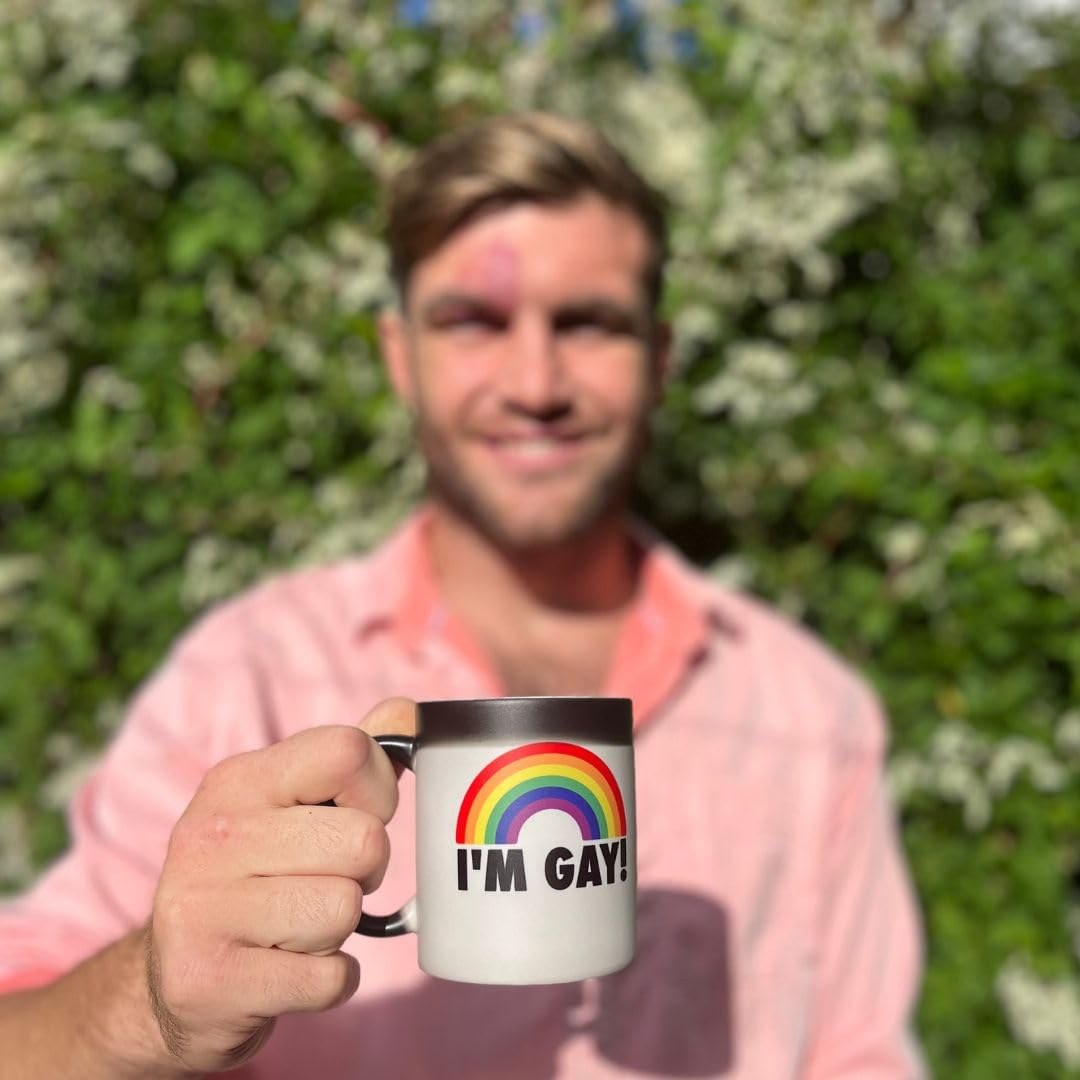 Turtle Straws I'm Gay Rainbow Heat Change Mug β Funny Prank Gift for Him, Gag Gift for Best Friend, Novelty Birthday Gift for Men, Secret Santa White Elephant