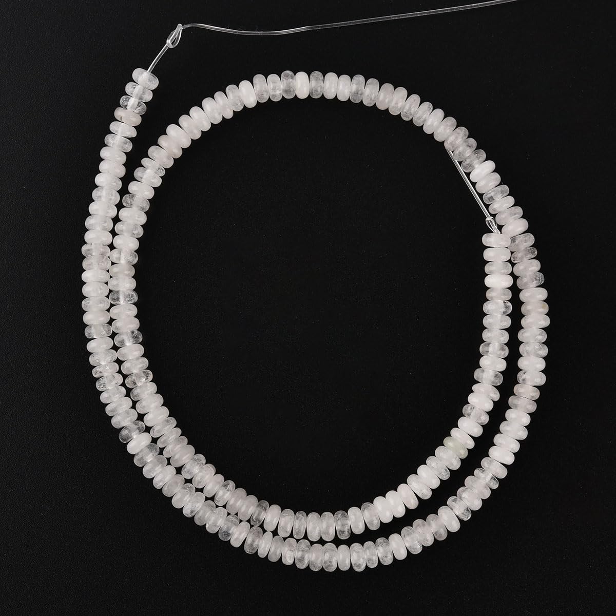 170pcs 4x2mm Natural White Crystal Stone Disk Rondelle Spacer Semi Precious Gemstone Loose Beads for Jewelry Making 15 Inch
