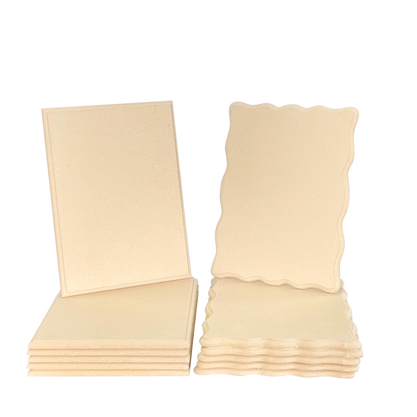 12 Pack Unfinished Wooden Plaques 8"x6"-0.25 Inch Thick Beveled MDF Wood Sign for Burning DIY Crafts (6 Pieces Each,2 Shapes)