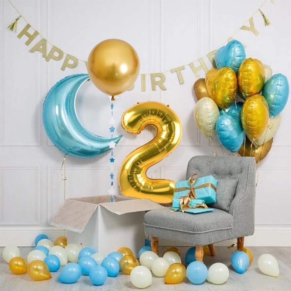 TONIFUL 40 Inch Gold Large Numbers Balloons0-9,Number 3 Digital Helium Balloons,Foil Mylar Big Number Balloons for Birthday Party Supplies Decorations