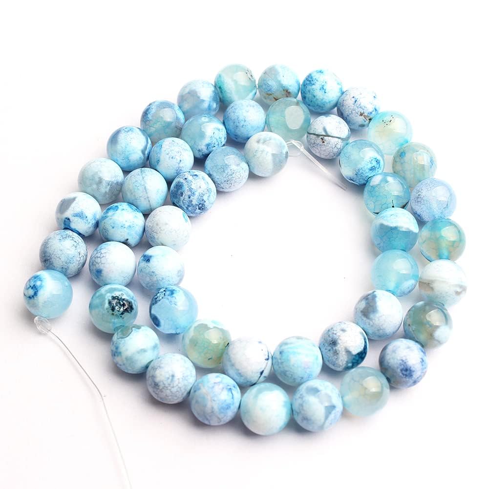 6mm Blue Fire Dragon Pattern Natural Stone Beads Round Loose Beads for Jewelry Making Yochus DIY Beads Bracelet Necklace