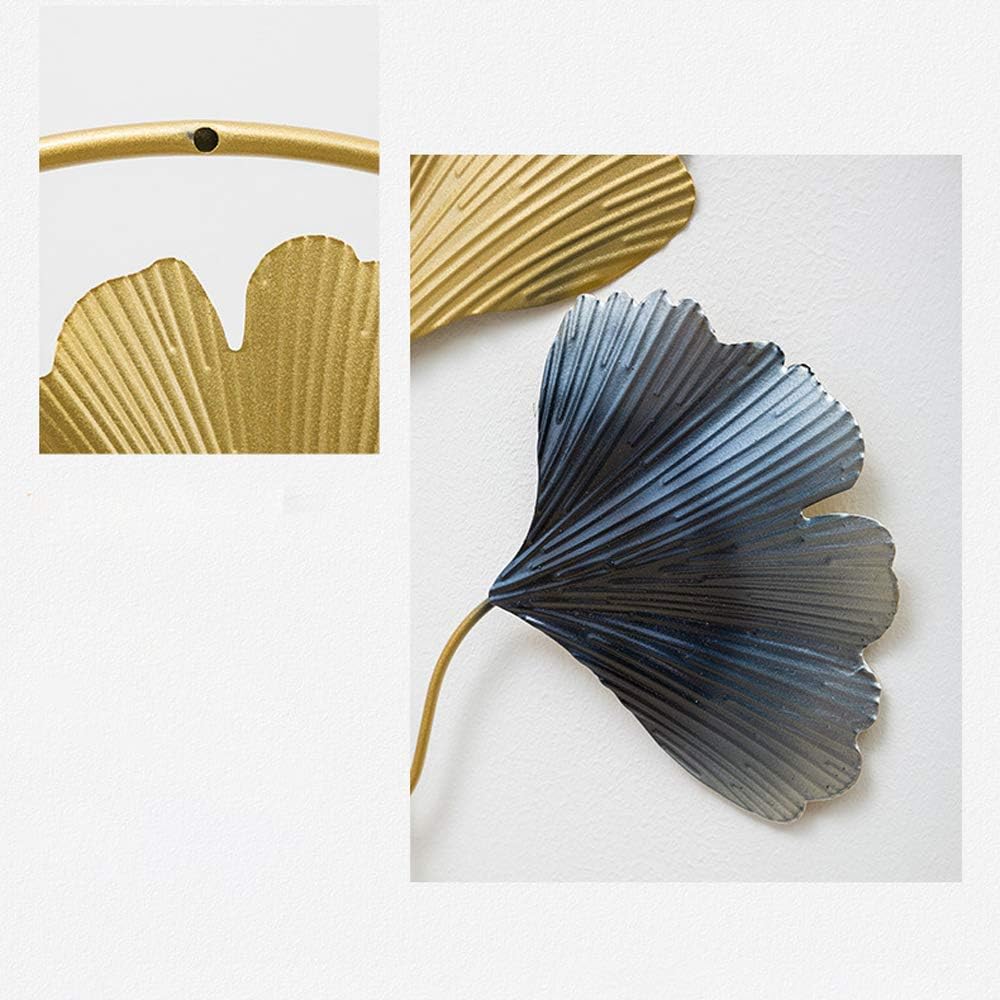 MKUN Iron Wall Sculptures - Set of 3 Metal Round Wall Decor with Gingko Biloba Art Great for Home Hotel Decoration(Gold&Gray)