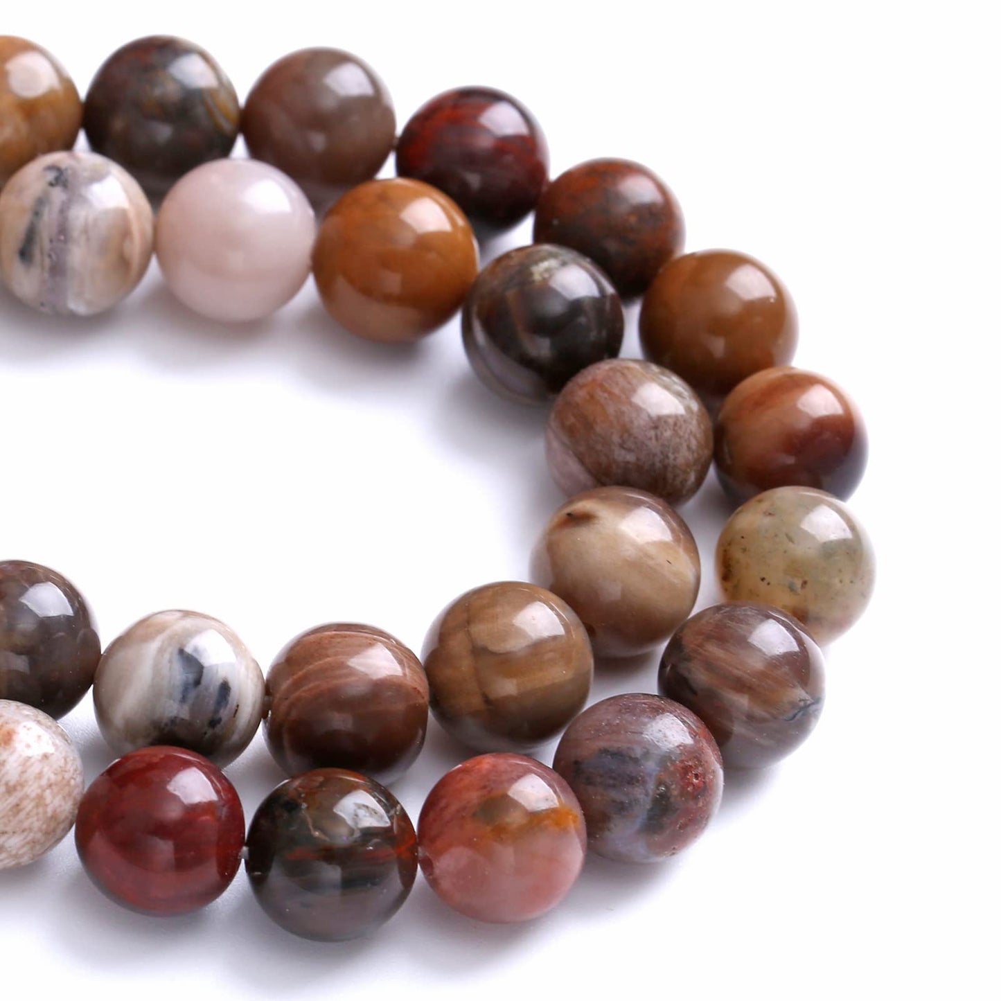 6MM 60PCS Natural Stone Petrified Wood Jasper Loose Beads for Jewelry Making DIY Bracelet