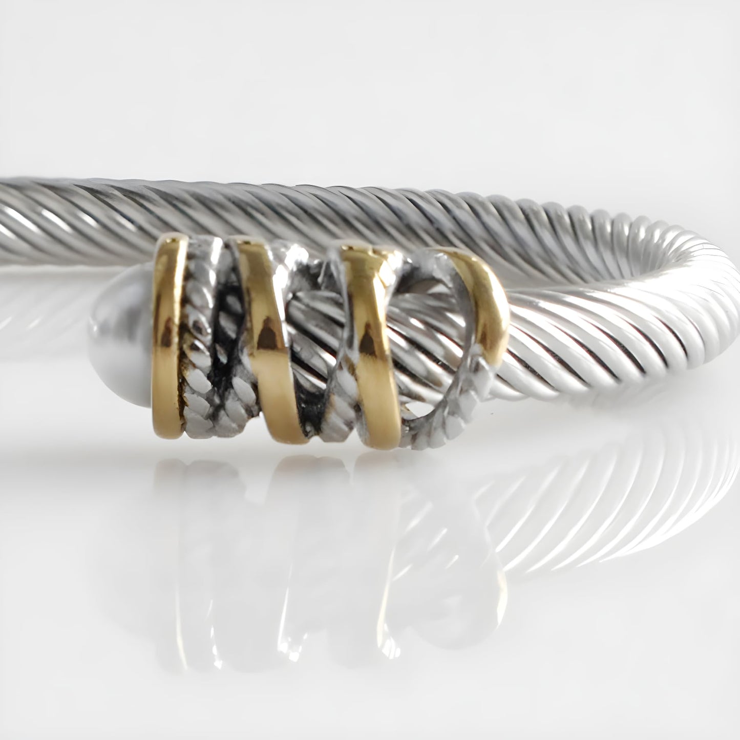 OSIRIDEH2 Elegant Twisted Cable Bangle Bracelet for Women - Open Cuff Classic Jewelry Gift for Anniversary, Valentine, Birthday (Twisted Cable Gold)