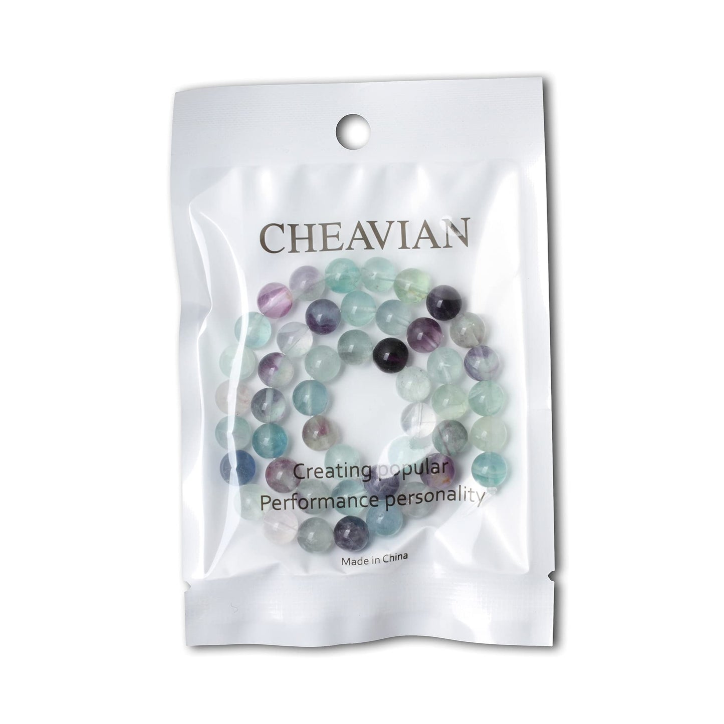 CHEAVIAN 45PCS 8mm Natural Colorful Fluorite Gemstone Round Loose Beads for Jewelry Making DIY Findings 1 Strand 15"