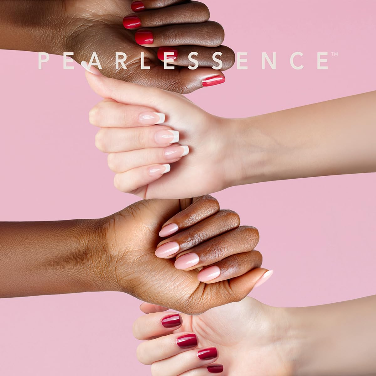 Pearlessence One Minute Press-On French Manicure Nails | 48-Count Mega Pack | Pink Blush & Nearly Nude | Short Rounded Shape | Easy Application, No Dry Time