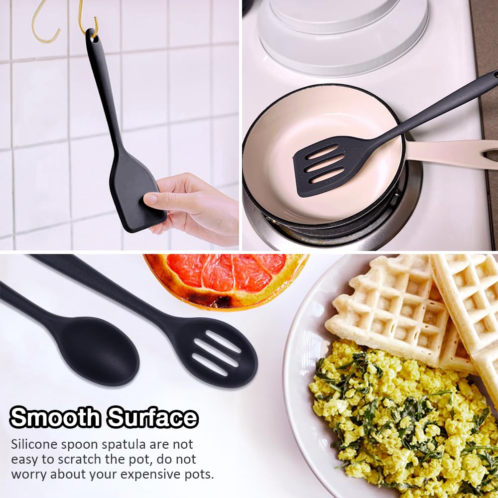 Eolilim Small Spatulas 5PCS, Mini Size Silicone Turner Easy to Clean, Flexible Brownie Spatula, Spatulas for Kitchen Use, Mini Silicone Spatula for Fish, Fried Rice