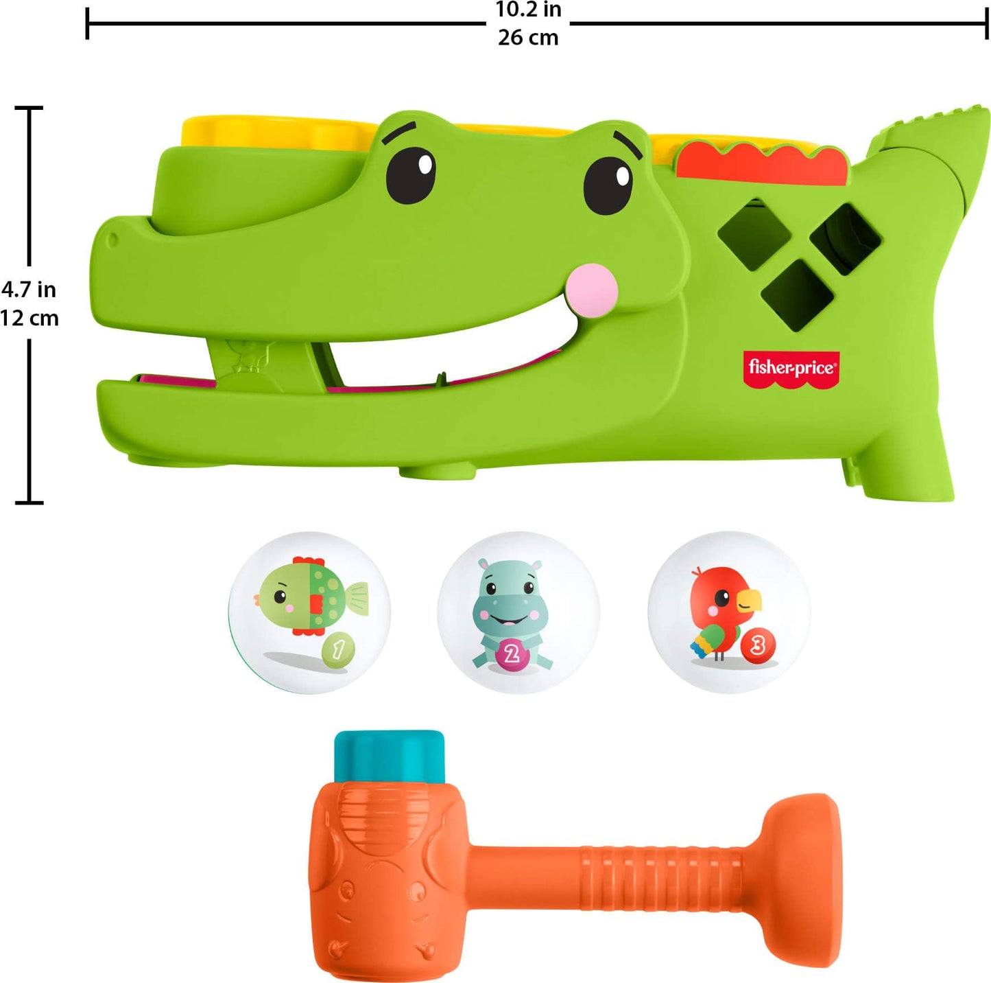 Fisher-Price Baby Toy Sit & Tap Rolligator, Crawling Activity with Pounding Hammer & 3 Balls for Developmental Play Infants Ages 9+ Months