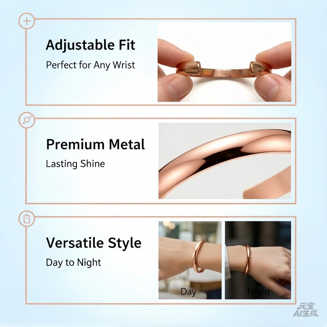 DeLLirious Copper Bracelet for Women - 99.99% Pure Copper - Raw, Solid & Handmade Cuff Bangles Open Cuff Style