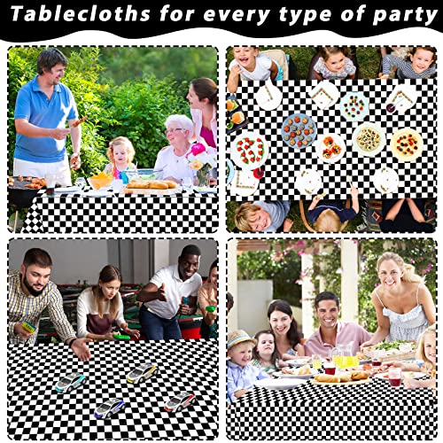 Black and White Checkered Tablecloth Roll 52 in x 100 Ft with Slide Cutter Black Checkered Table Cloth Roll Picnic Party Table Cover for Events Family Banquet Parties and Celebrations(Plastic) - color: Black and White Checkered