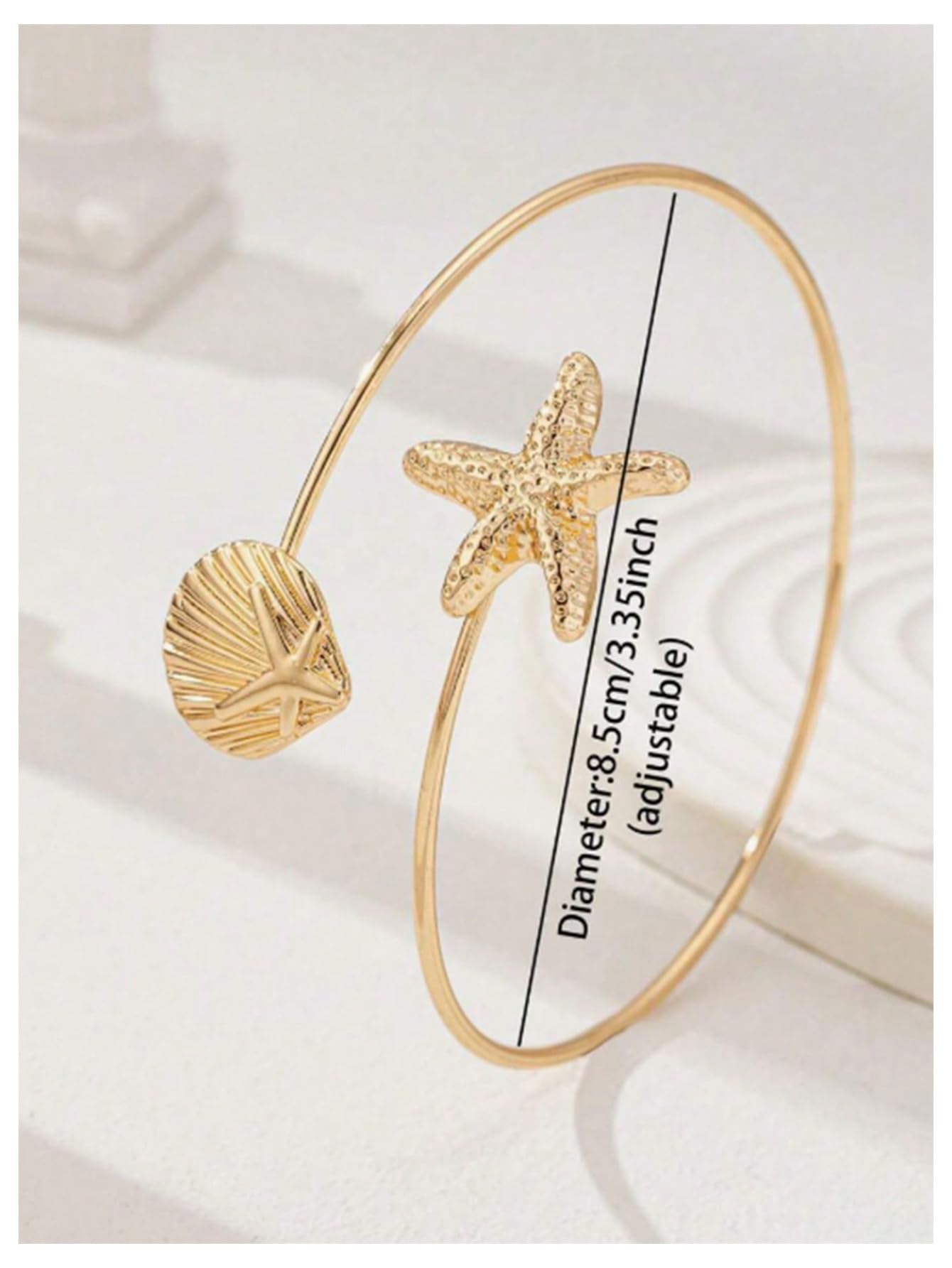 MakeMeChic Beach Gold Arm Cuff Jewelry for Women Bangle Band Armlet Flower Upper Arm Cuff Bracelet Summer Beach Essentials Gold Starfish One-Size