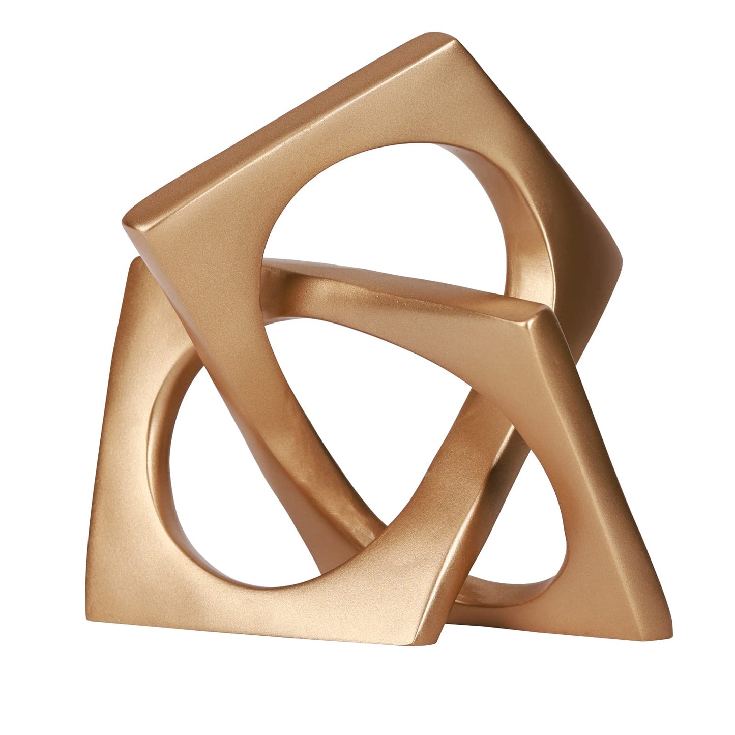 Modern Geometric Cube Decorations - Gold Knot Statues for Home, Bookcase, Tabletop, Console, Entryway & Dining Table Centerpieces