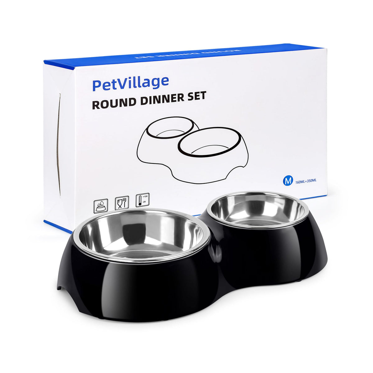 PetVillage Elevated Dog Bowls Set - Non-Slip Raised Pet Feeder with Medium (10 oz) & Large (20 oz) Stainless Steel Bowls - Includes Durable Resin Stand for Corgi Puppies and Adult Cats - Pink