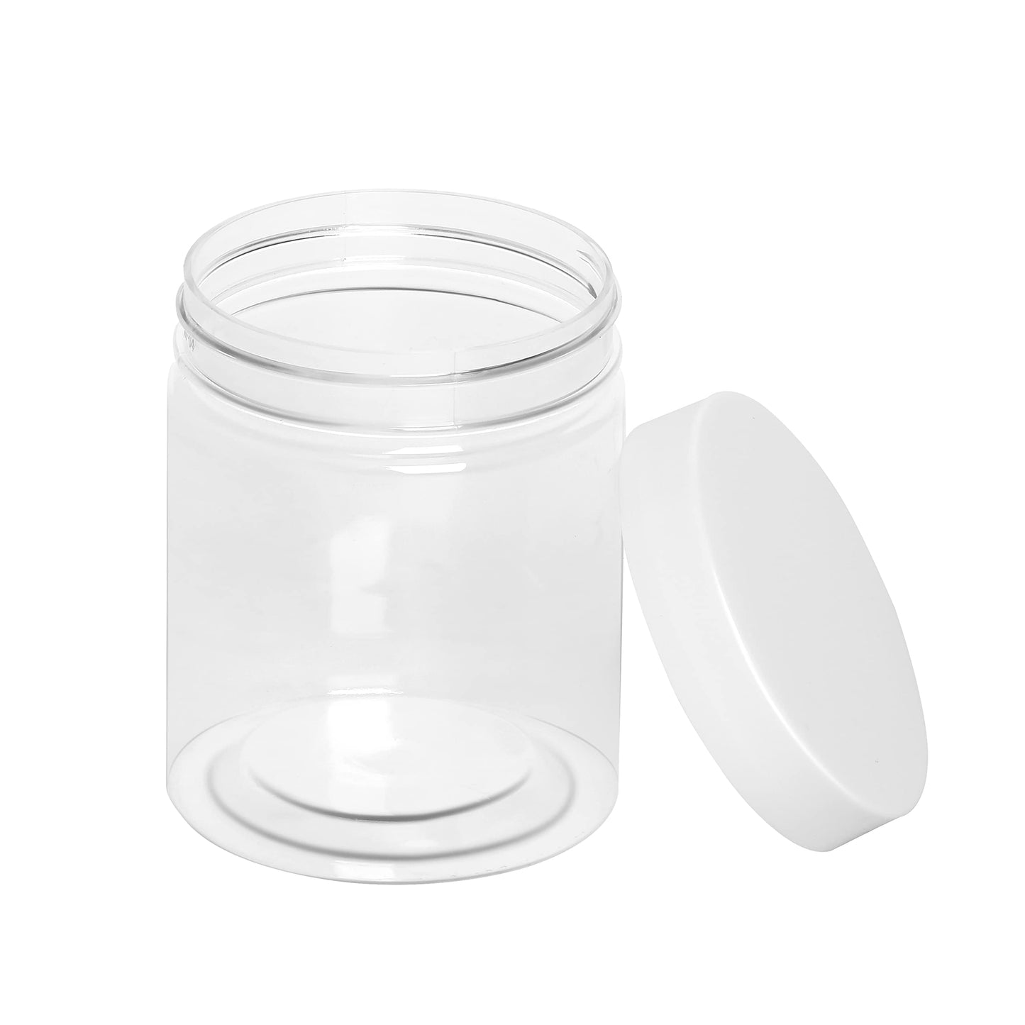 Healthy Packers Plastic Containers with Water-Tight White Lids (6 oz, 24 Pack) - Clear Plastic Food Storage Jars with Labels and White Marker - Jars With Lids For Slime Or Storage - BPA Free