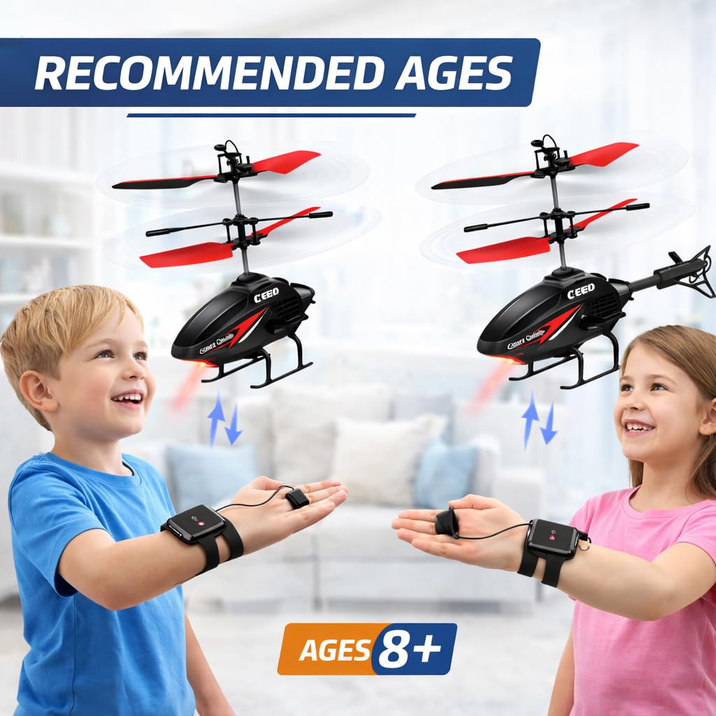 Gesture Control RC Helicopter Toy for Kids – Remote Control Helicopter Alternative, Fly with Your Hand, No Remote Needed, Easy Indoor Helicopter Toy for Boys & Girls Ages 8+
