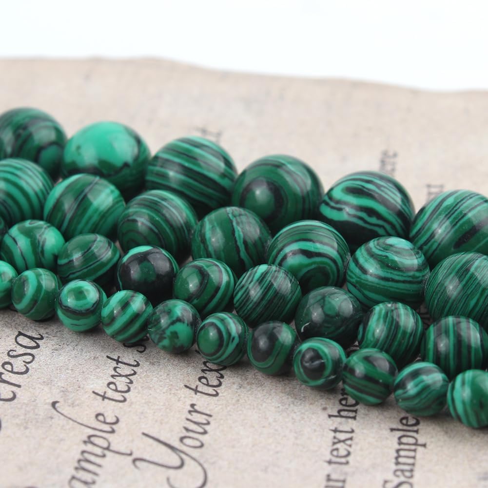 Yochus 60pcs Glossy Malachite Beads,6mm Healing Power Natural Stone Round Loose Gemstone Beads for Jewelry Making Earring Necklace DIY Crafts