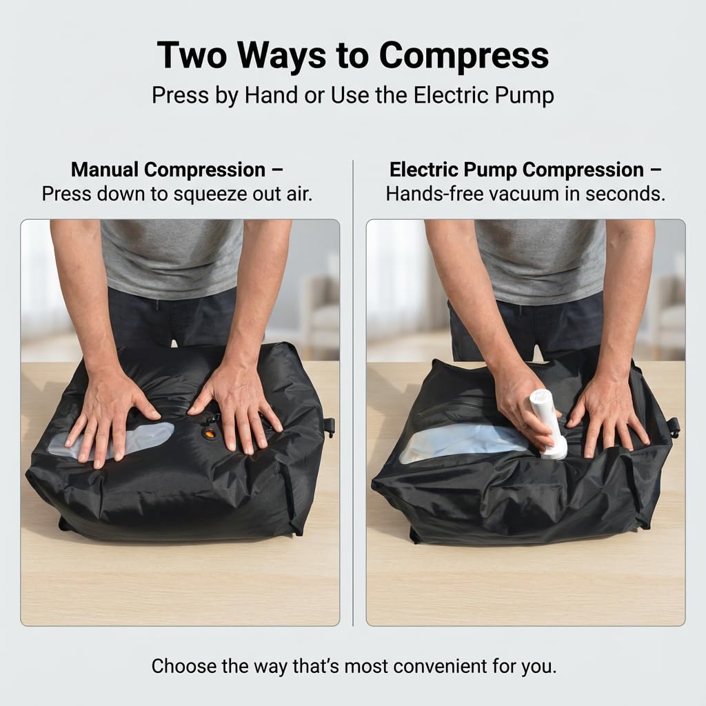 WEWEMUX Travel Vacuum Compression Bag for Clothes, 32L Reusable Waterproof TPU Packing Organizer, Vacuum Bag for Suitcase & Carry-On, Fits Backpacks & Duffels (1 Bag, No Pump)
