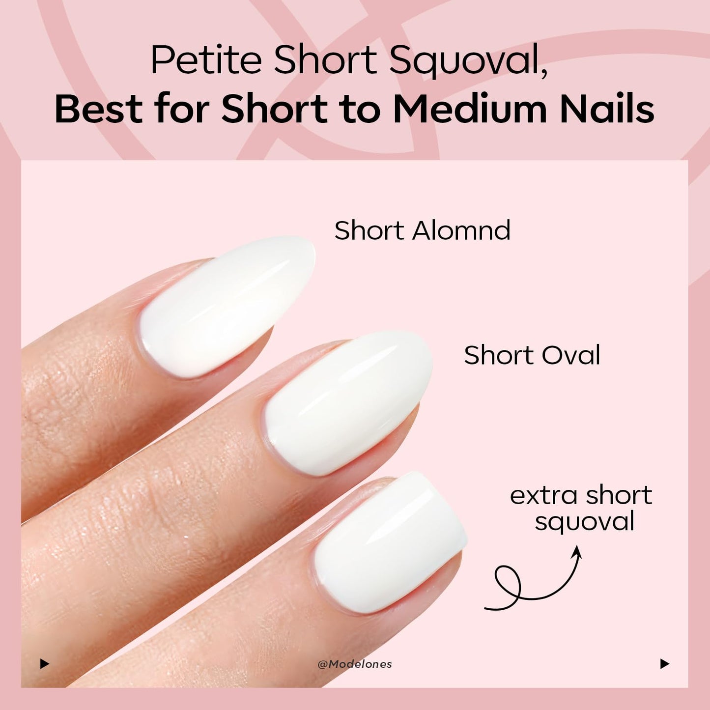 Modelones Extra Short Press on Nails, Rosy Nude Squoval Fake Nails, Reusable Nail Kit with Nail Glue Adhesive Tabs Mini Nail File, Nails Press Ons 32Pcs 16 Sizes, Spring Women Girl Gift