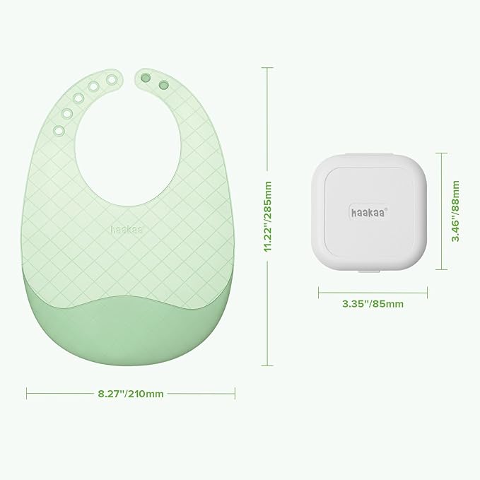 haakaa Lightweight Silicone Pocket Bib β Ultra-Light & Foldable Travel Silicone Baby Bibs with Deep Food Catcher Pocket, Adjustable Waterproof Design, Baby Feeding Essentials