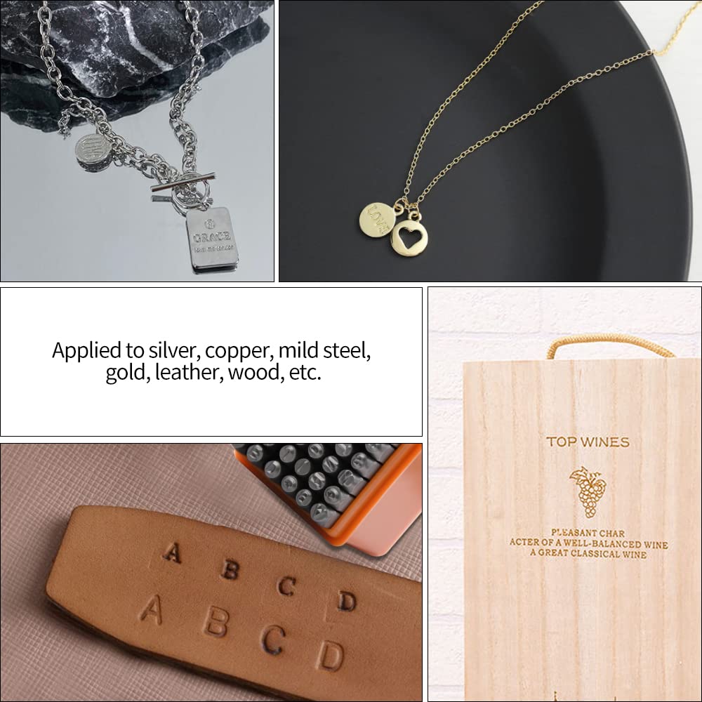 Metal Stamping Kit, 6mm Number and Letter Stamp Set, Include Artistic Font Uppercase, Number Punch and Heart Design Stamp