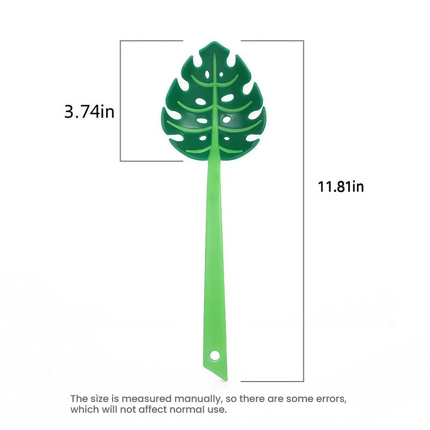 Jungle Spoon Monstera Leaf Soup Skimmer Spoon, Green, PP Material, 11.8x3.7 Inch, Kitchen Strainer with Anti-Slip Base, Long Handle