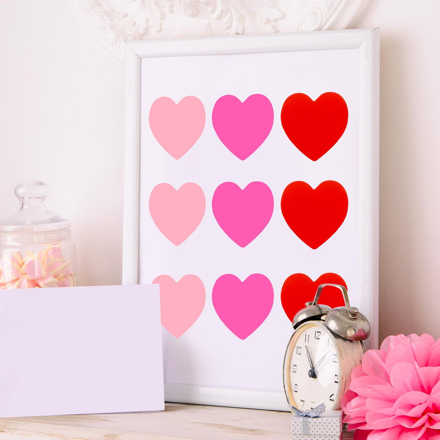 Chivertion 3 Roll 1500 Pcs Valentine's Day Stickers 1'' Heart Shaped Sticker Valentine's Day Love Decorations for Envelope Wedding Anniversaries(Red, Pink, Light Pink)