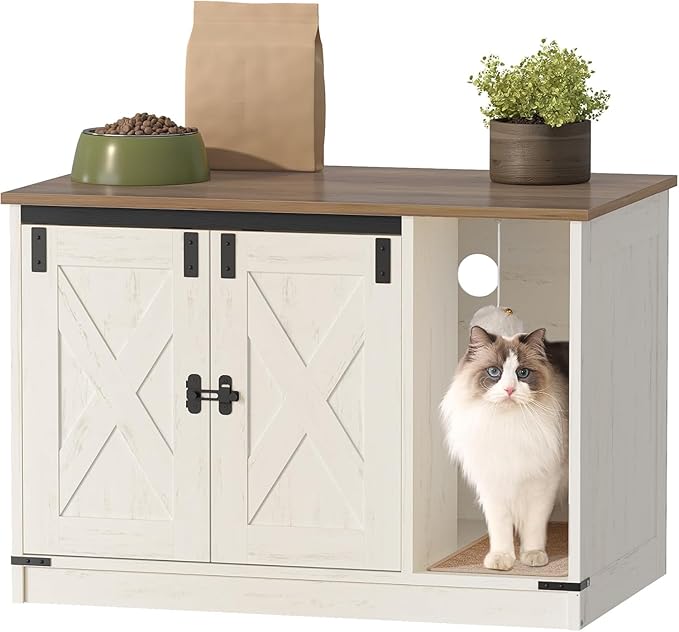 Hzuaneri Cat Litter Box Enclosure, Hidden Litter Box Cabinet Furniture