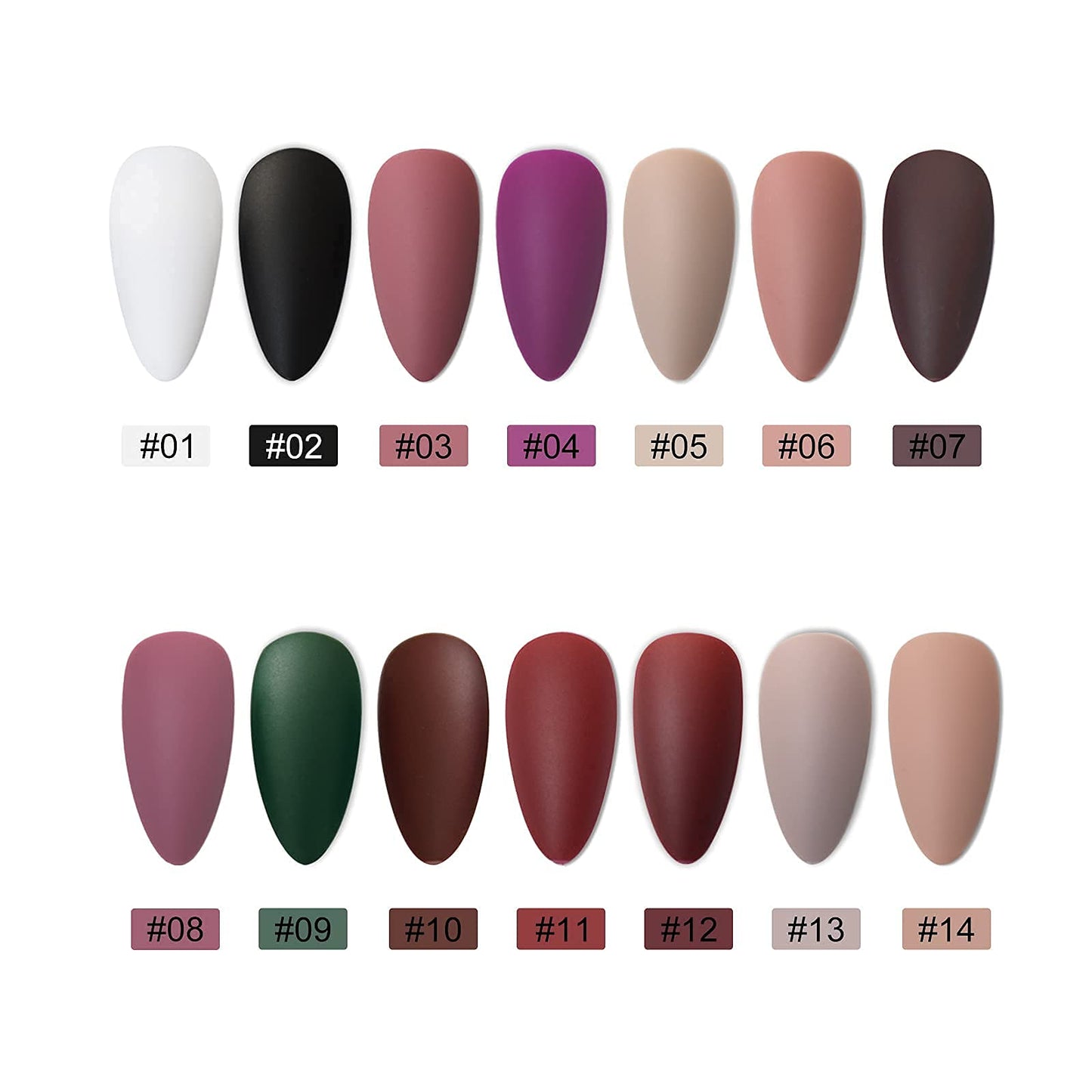 EchiQ 14 Packs Press on Nails Medium Almond Shape Stiletto Artificial False Nails With Design Faux Ongles Matte 336pcs