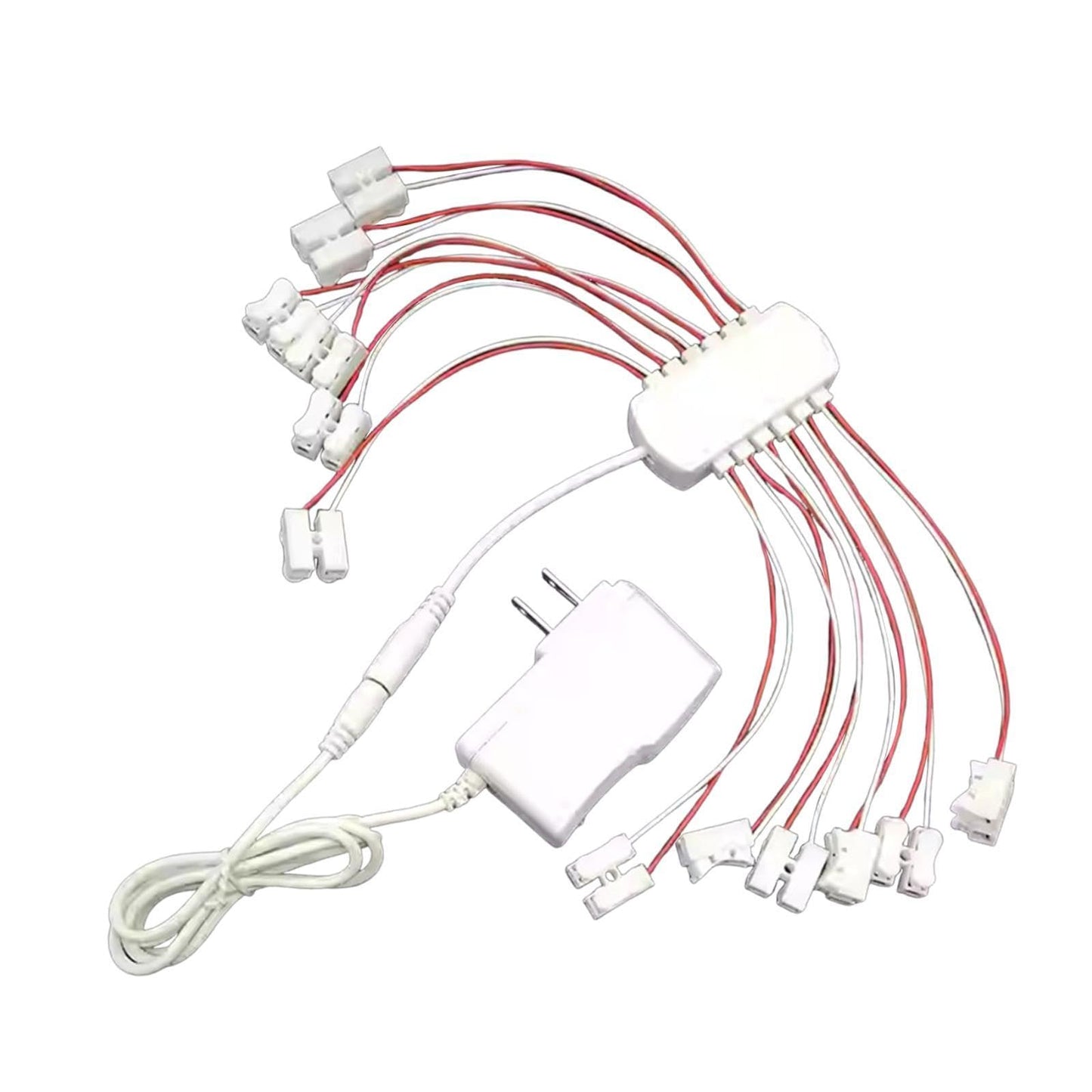 kowaku 3V 2A Power Supply US Plug 12 Ports Convenient Compact Wiring Power Cable for Miniature Garden Model Hobby Train Street Light