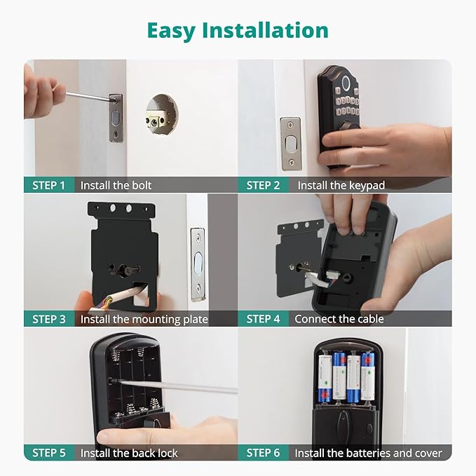 DS10 Pro Keyless Entry Door Lock with APP Control - Fingerprint Electronic Keypad Door Lock, Smart Locks for Front Door, Auto-Lock & One Touch Locking with Bluetooth - Oil Rubbed Bronze