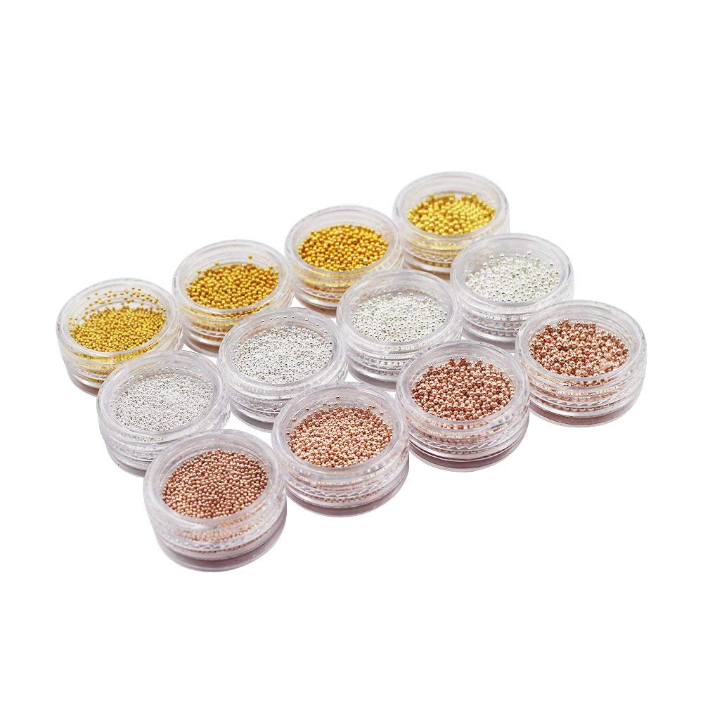YesLady Nail Art Metal Mini Steel Ball 3D Caviar Decoration Manicures Bead 12Pots