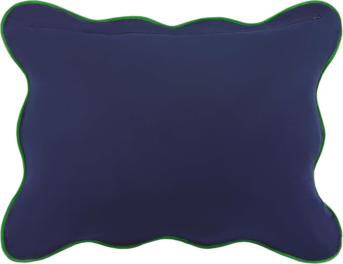 kate spade new york Scalloped Edge 3-Piece Full/Queen Quilt Bedding Set, 100% Cotton Reversible Cover, All Season Warmth Bedding, Machine Washable, Navy