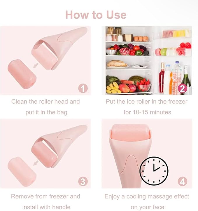 Facial Ice Roller Cold Therapy Massager for Puffiness, Migraines, Pain, Wrinkles, and Skin Tightening