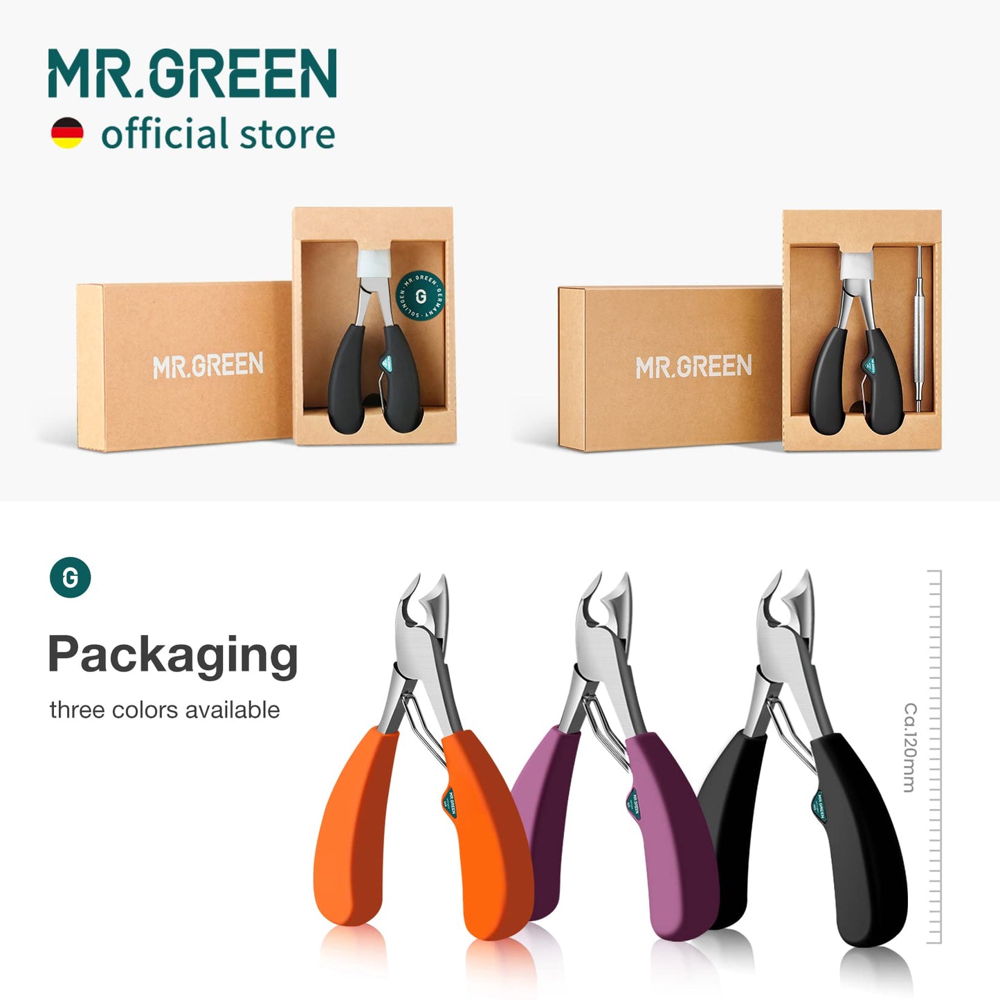 MR.GREEN Toenail Clipper Stainless Steel Ingrown Nail Cutter Good at Cutting Thick and Hard Nails Pedicure Tools (Orange)