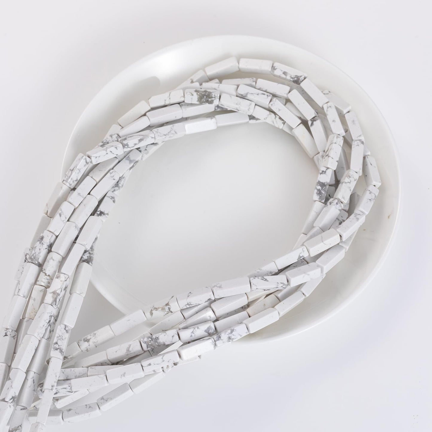 Natural White Turquoise Rectangle Tube Beads 4x13mm 38cm/str Loose Semi Gemstone Stone Beads for Making Bracelets Necklace Earrings