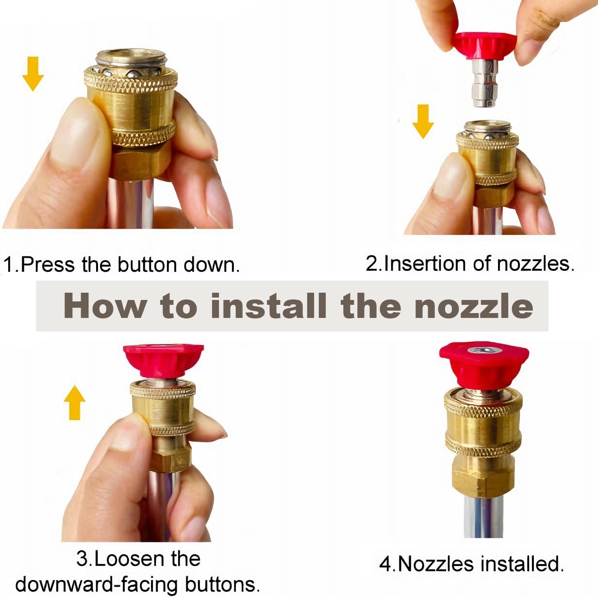 Jet Nozzle Power Washer Wand Hose Nozzle, Hydro Jet High Pressure Watering Sprayer Tool with 3 Different Nozzles, Water Hose Nozzle with Quick Connectors for Car, Gutter, Window Washing, Blue