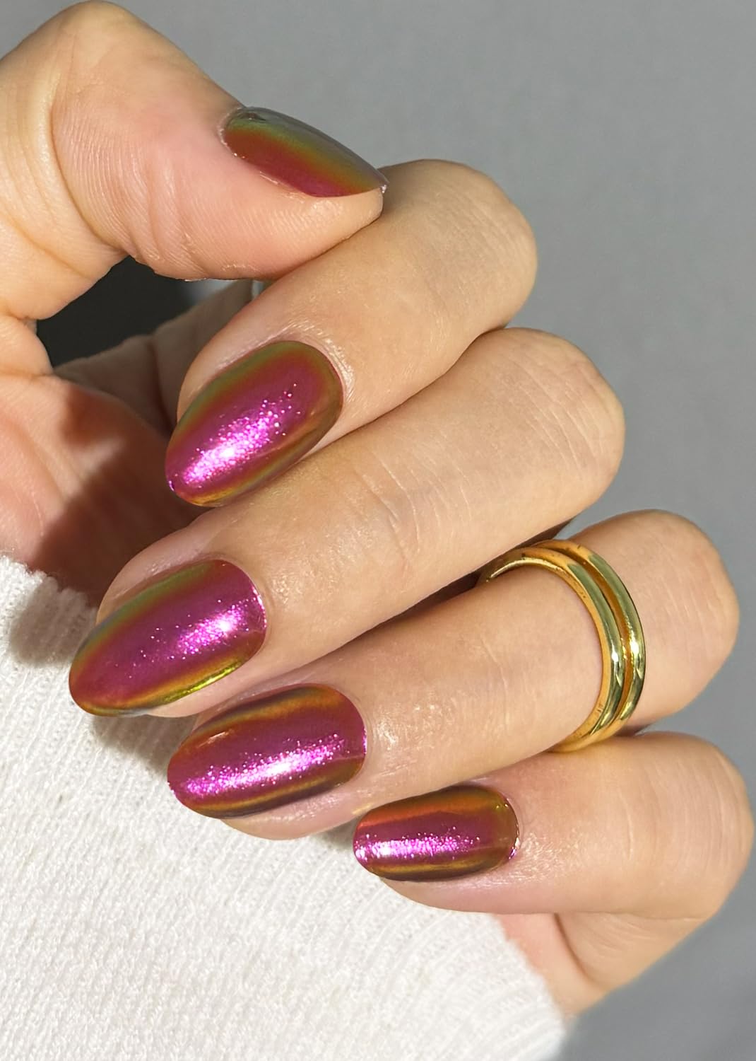 Semi Cured Gel Nail Strips, Chameleon red 20pcs Adhesive UV Sticker, Wraps for Home Manicure DIY