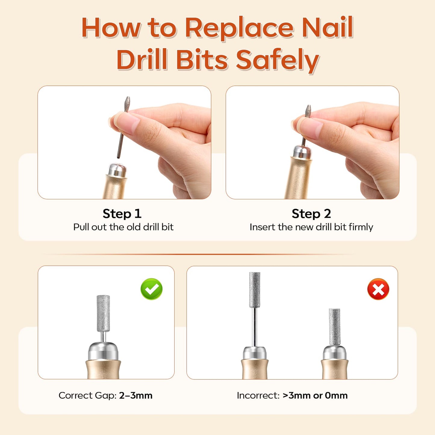 Makartt Pen-Shaped Rechargeable Nail Drill for Beginners: 25,000 RPM Cordless Electric Nail File with 5-Speed LED Display, Lightweight Quiet E File Kit for Gel Polish Removal, Home Travel Use(Gold)