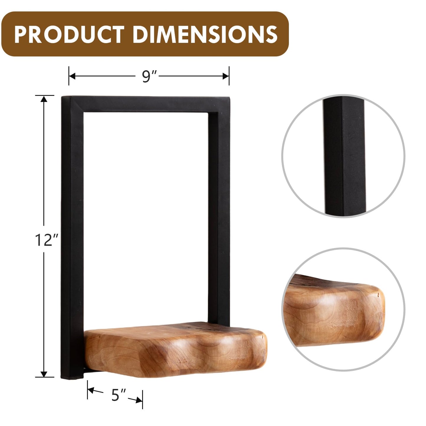 Natural Edge Cedar Wood 2 Pack Wall Plant Holders, Window Planters Shelves, Wood Floating Shelf, Indoor Plants Stands, Wall Decor Planter Hanging Shelf, 12x9x5 Inches